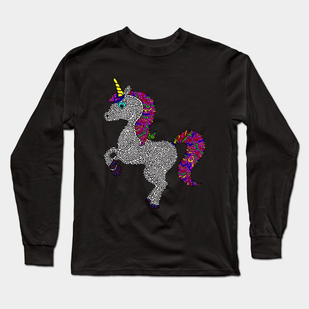 Prancing Unicorn Long Sleeve T-Shirt by NightserFineArts